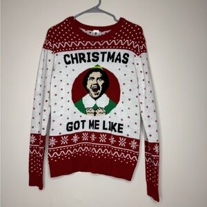 ELF Red and White Christmas Crewneck Sweater